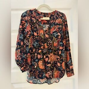 LOFT Women's Navy Floral Blouse